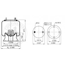 Пневмоподушка Fruehauf 4156NP07 зі склянкою